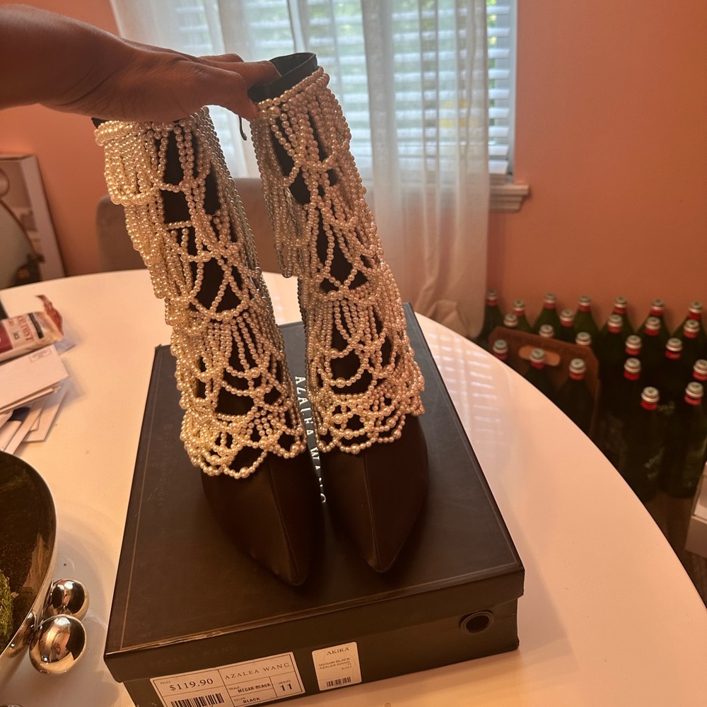 Azalea Wang Pearl Booties Brand New